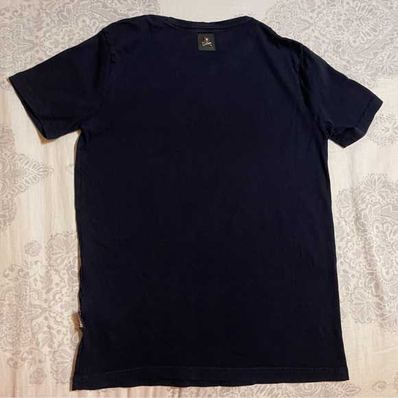 💙PLEIN, Philipp Boys Tee Large 🖤 Silver Skull ☠️ on back - Picture 4 of 10